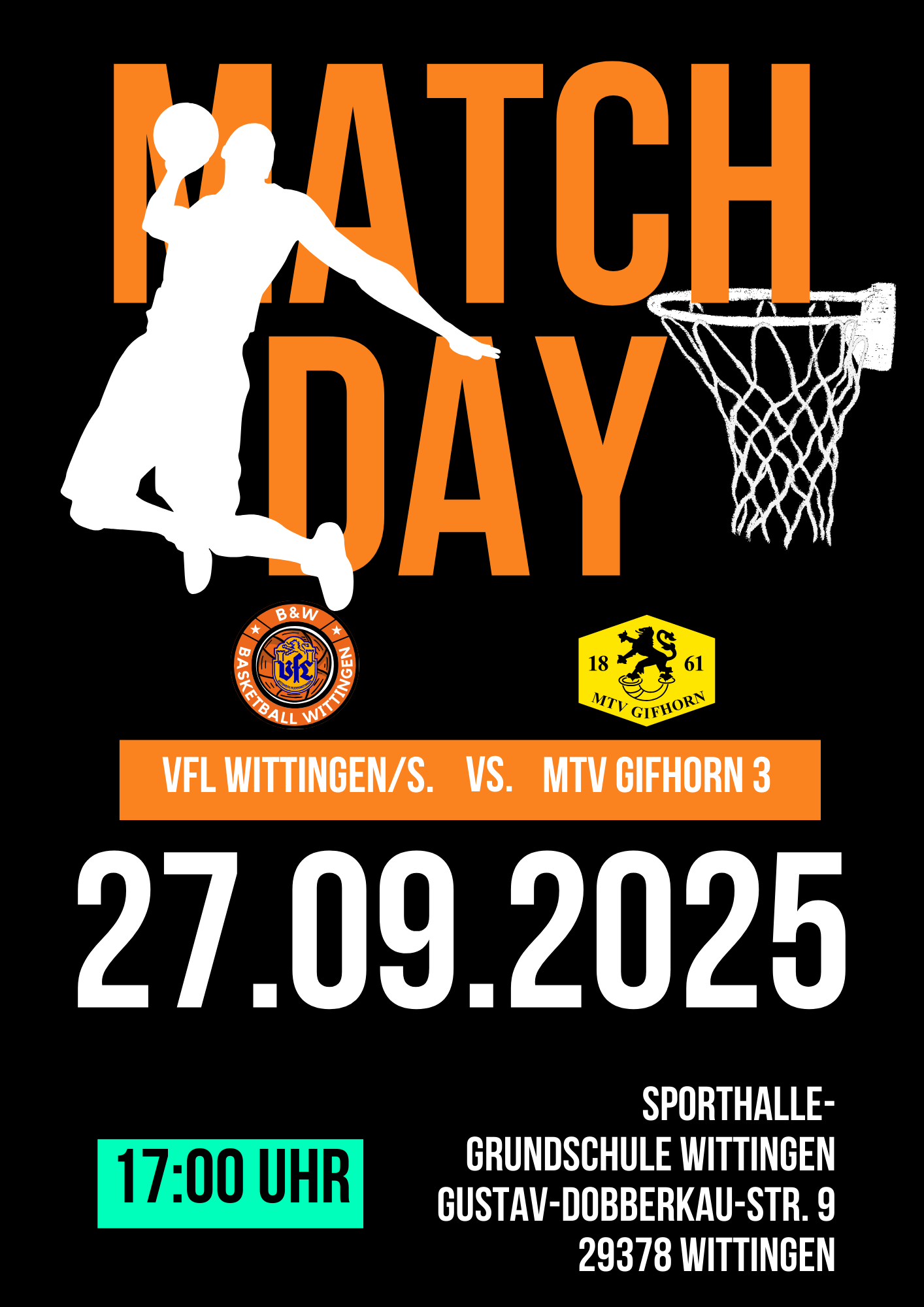 Mehr über den Artikel erfahren 🏀 Heimspiel 27.09.25 VfL Wittingen/S. VS. MTV Gifhorn 3