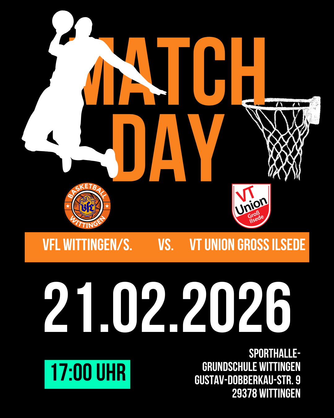 Mehr über den Artikel erfahren 🏀 Heimspiel 21.02.26 VS. VT Union Groß Ilsede